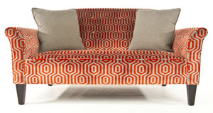 Henderson Russell George Sofa in Orange and Grey Velour